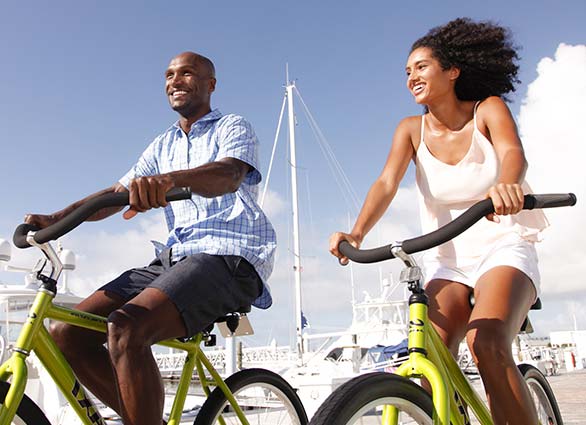 Man and Woman Riding Bicycles